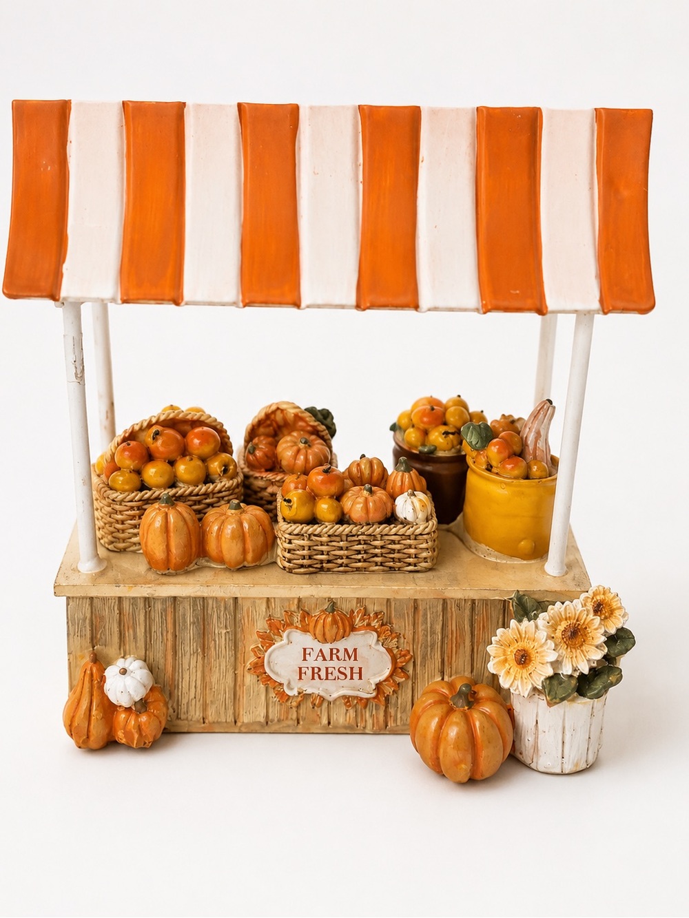 Farm Fresh Pumpkin Market Stand Fall Harvest Decor Figurine